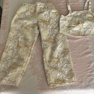 Zara Cream and Gold Kids Jumpsuit Set